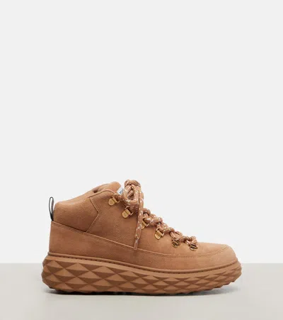Jimmy Choo Diamond Maxi Hike F Suede High-top Sneakers In Brown