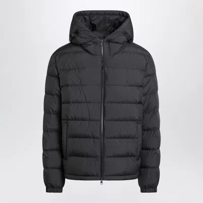 Moncler Hooded Down Jacket Featuring Elastic Cuffs In Black