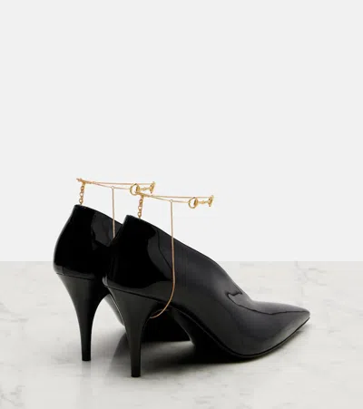 Gucci Musa Vernic Patent Leather Anklet Pumps In Animal Print