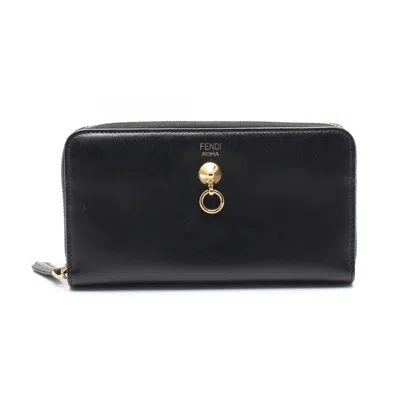 Pre-owned Fendi Black Leather Long Wallet (bi-fold) ()