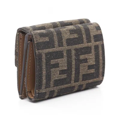 Pre-owned Fendi Brown Canvas Leather Wallet (tri-fold) ()