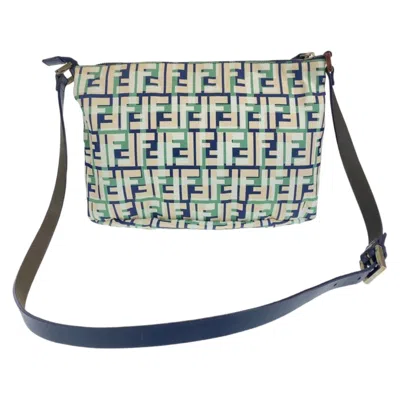 Pre-owned Fendi Green Navy Pink Canvas Messenger Bag Shoulder Bag ()