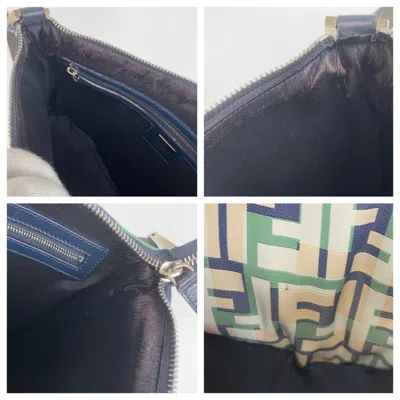 Pre-owned Fendi Green Navy Pink Canvas Messenger Bag Shoulder Bag ()