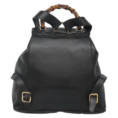 Pre-owned Gucci Bamboo Black Leather Backpack Bag ()