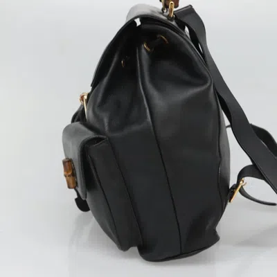 Pre-owned Gucci Bamboo Black Leather Backpack Bag ()