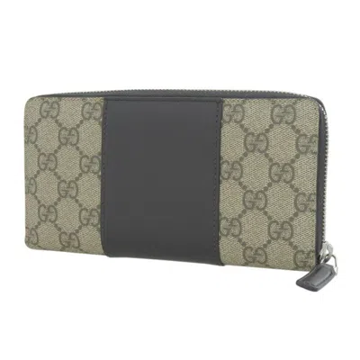 Pre-owned Gucci Beige Black Gg Supreme Long Wallet (bi-fold) () In Multi