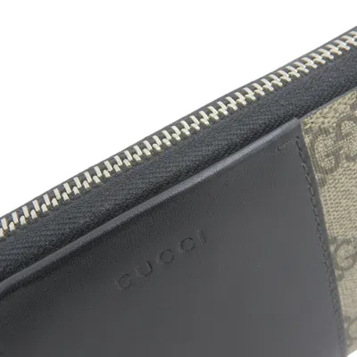 Pre-owned Gucci Beige Black Gg Supreme Long Wallet (bi-fold) () In Multi