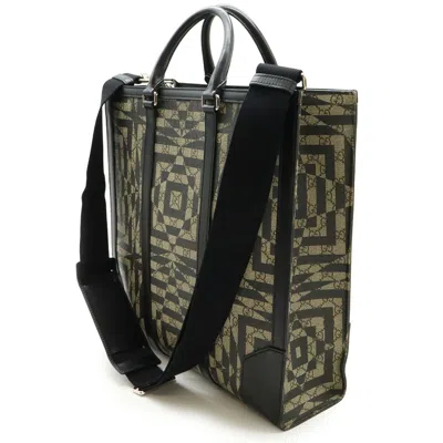 Pre-owned Gucci Beige Black Pvc Leather Shoulder Bag Tote Bag ()