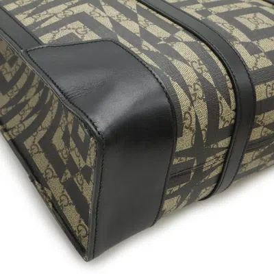 Pre-owned Gucci Beige Black Pvc Leather Shoulder Bag Tote Bag ()