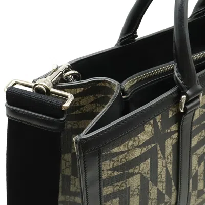 Pre-owned Gucci Beige Black Pvc Leather Shoulder Bag Tote Bag ()