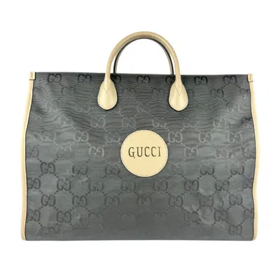 Pre-owned Gucci Beige Gray Nylon Canvas Leather Handbag Shoulder Bag ()