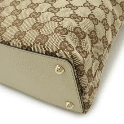 Pre-owned Gucci Beige Light Beige Canvas Leather Shoulder Bag Tote Bag ()