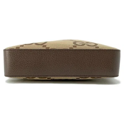 Pre-owned Gucci Gg Canvas Beige Brown Canvas Leather Messenger Bag Shoulder Bag ()