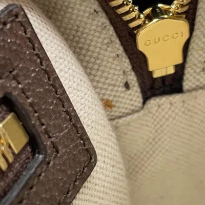 Pre-owned Gucci Gg Canvas Beige Brown Canvas Leather Messenger Bag Shoulder Bag ()