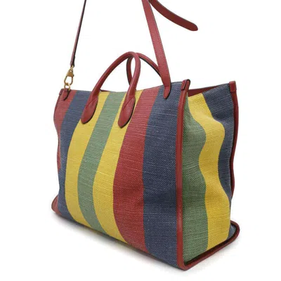 Pre-owned Gucci Multi-color Canvas Leather Tote Bag ()