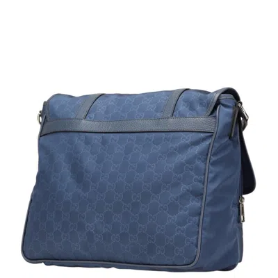 Pre-owned Gucci Navy Nylon Leather Shoulder Bag ()