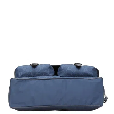 Pre-owned Gucci Navy Nylon Leather Shoulder Bag ()