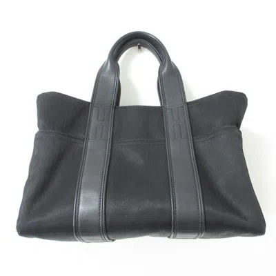Pre-owned Hermes Black Canvas Leather Tote Bag ()