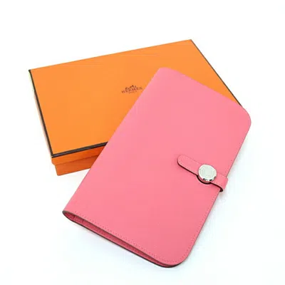 Pre-owned Hermes Dogon Duo Pink Leather Long Wallet (bi-fold) ()