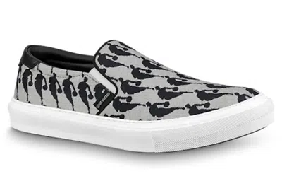 Pre-owned Louis Vuitton X Nba Canvas Slip On Shoes 'grey' In Multi