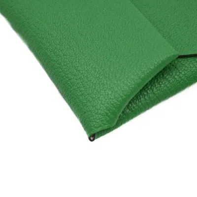 Pre-owned Hermes Green Pink Chevre Myzore Leather Coin Purse/coin Case ()
