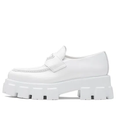 Prada (wmns)  Brushed Leather Pointy Monolith Loafers 'white'