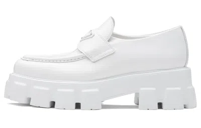 Prada (wmns)  Brushed Leather Pointy Monolith Loafers 'white'