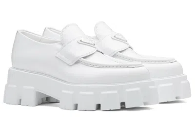 Prada (wmns)  Brushed Leather Pointy Monolith Loafers 'white'