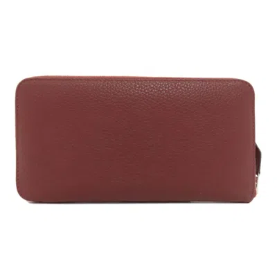 Pre-owned Hermes Red Color Togo Leather Long Wallet (bi-fold) ()