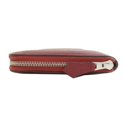 Pre-owned Hermes Red Color Togo Leather Long Wallet (bi-fold) ()
