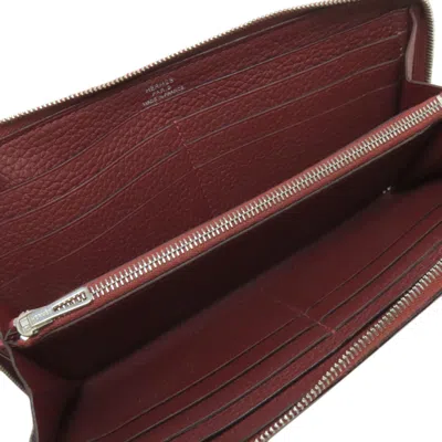 Pre-owned Hermes Red Color Togo Leather Long Wallet (bi-fold) ()