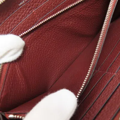 Pre-owned Hermes Red Color Togo Leather Long Wallet (bi-fold) ()