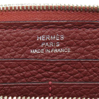 Pre-owned Hermes Red Color Togo Leather Long Wallet (bi-fold) ()