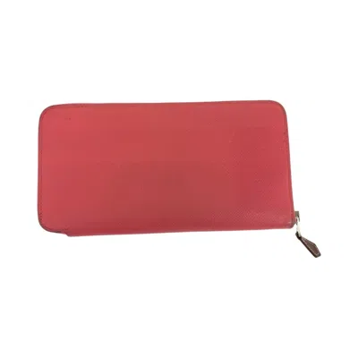 Pre-owned Hermes Silk'in Brown Pink Epsom Leather Long Wallet (bi-fold) () In Multi