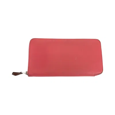 Pre-owned Hermes Silk'in Brown Pink Epsom Leather Long Wallet (bi-fold) () In Multi