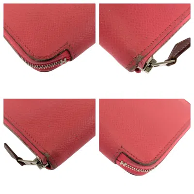 Pre-owned Hermes Silk'in Brown Pink Epsom Leather Long Wallet (bi-fold) () In Multi