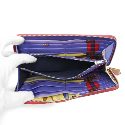 Pre-owned Hermes Silk'in Bougainvillier Epsom Leather Long Wallet (bi-fold) () In Purple
