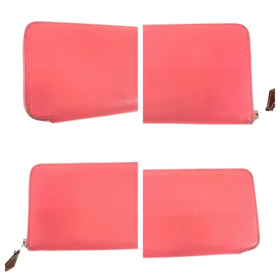 Pre-owned Hermes Silk'in Brown Pink Epsom Leather Long Wallet (bi-fold) () In Multi