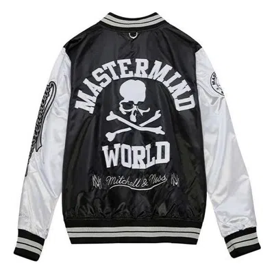 Mitchell & Ness X Mastermind World Lightweight Satin Jacket 'black White' In Multi