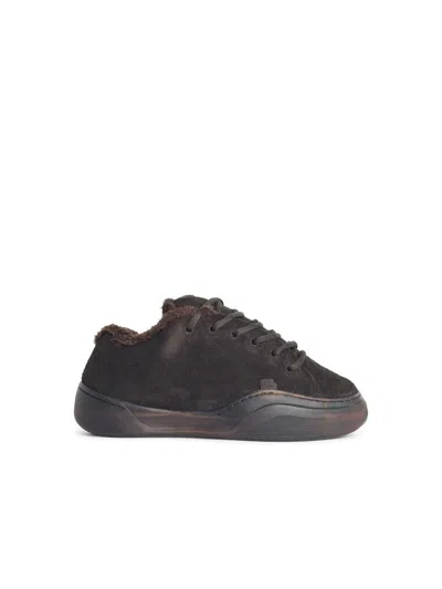 Erl Vamp Skate Brown Low-top Sneaker With Front Logo In Velvet Man In Brown