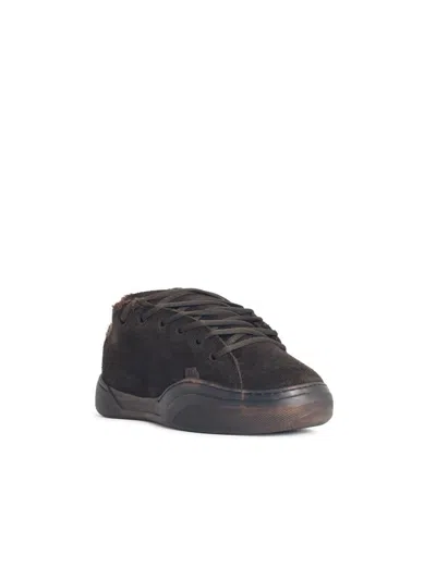 Erl Vamp Skate Brown Low-top Sneaker With Front Logo In Velvet Man In Brown