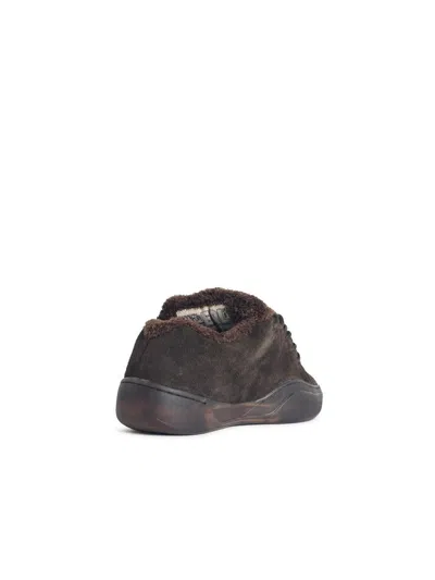 Erl Vamp Skate Brown Low-top Sneaker With Front Logo In Velvet Man In Brown