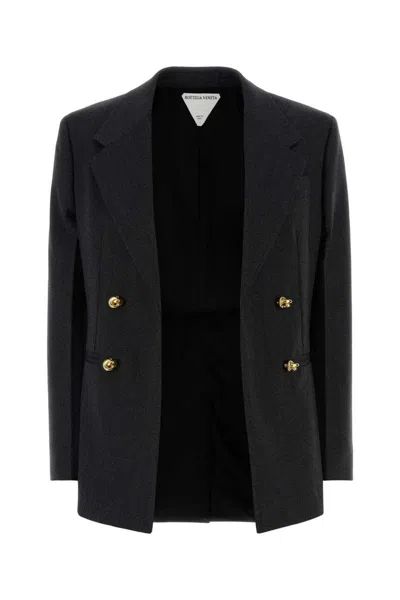 Bottega Veneta Double-breasted Wool Blazer With Embellished Buttons In Black