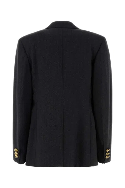 Bottega Veneta Double-breasted Wool Blazer With Embellished Buttons In Black