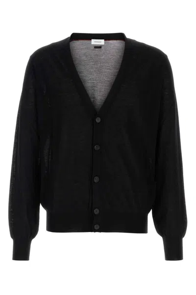 Ferragamo Black Wool Blend Cardigan In Black