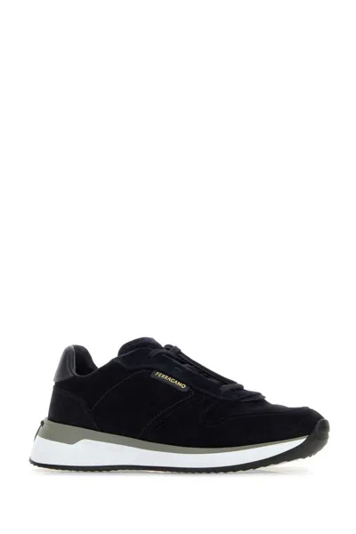 Ferragamo Suede Sneakers Rubber Sole In Blue