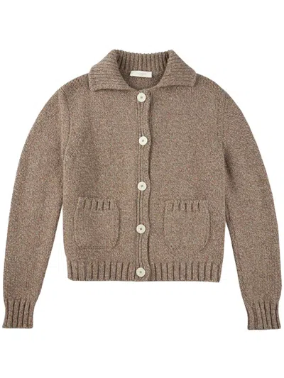 Zanone Collared Knitwear Cardigan Featuring Pockets In Brown
