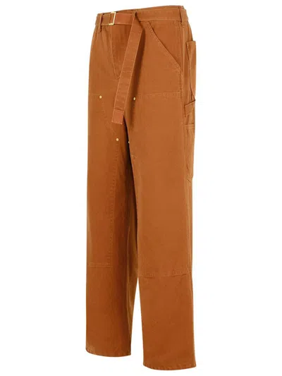 Sacai Carhartt Work Progress Wide Leg Trousers In Brown