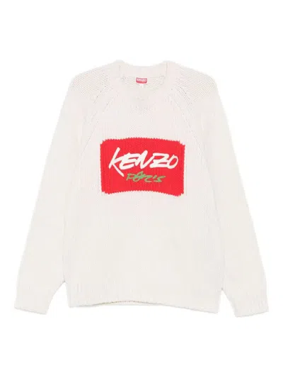 Kenzo X Futura 2000 Sweater In White Wool In White