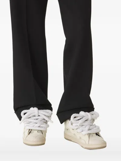 Lanvin Curb Sneakers In Leather With Snake Laces Shoes In Neutral